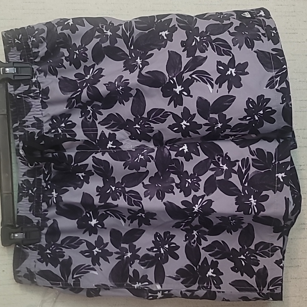 QUICKSILVER MEN'S SWIM COLLECTION FLORAL SWIM TRUNK:GRAY/BLACK FLORAL: NWT:L